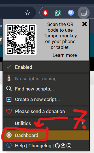 Open TamperMonkey Dashboard Chrome