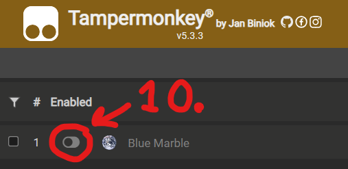 Enable the blue marble script