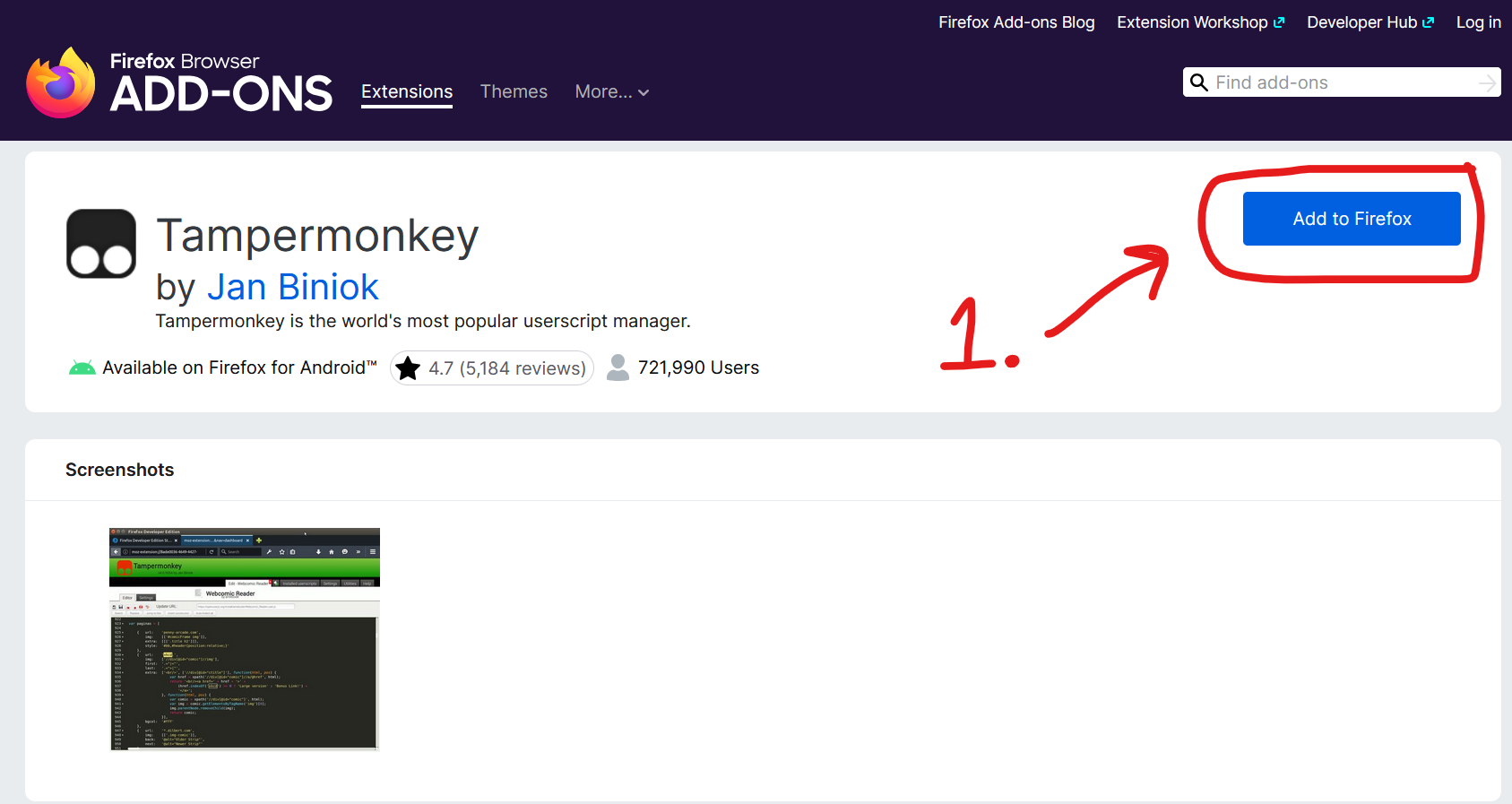 Install TamperMonkey for Firefox
