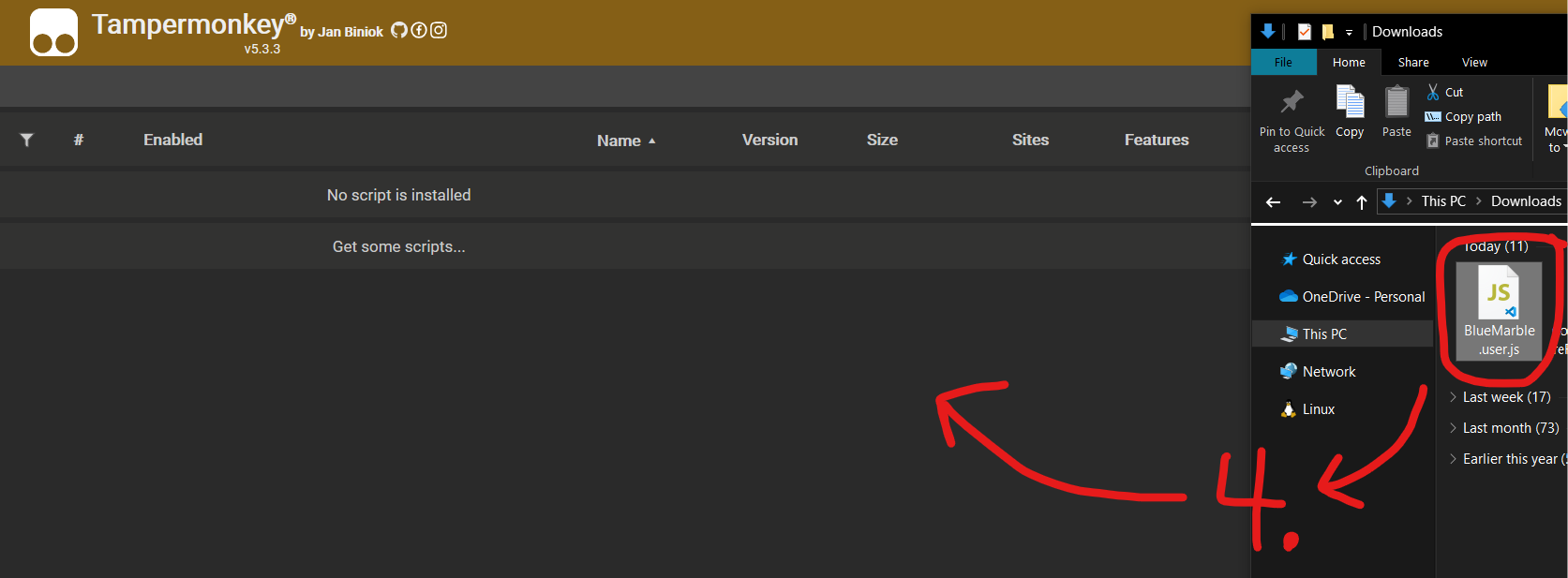 Drag to install blue marble Firefox